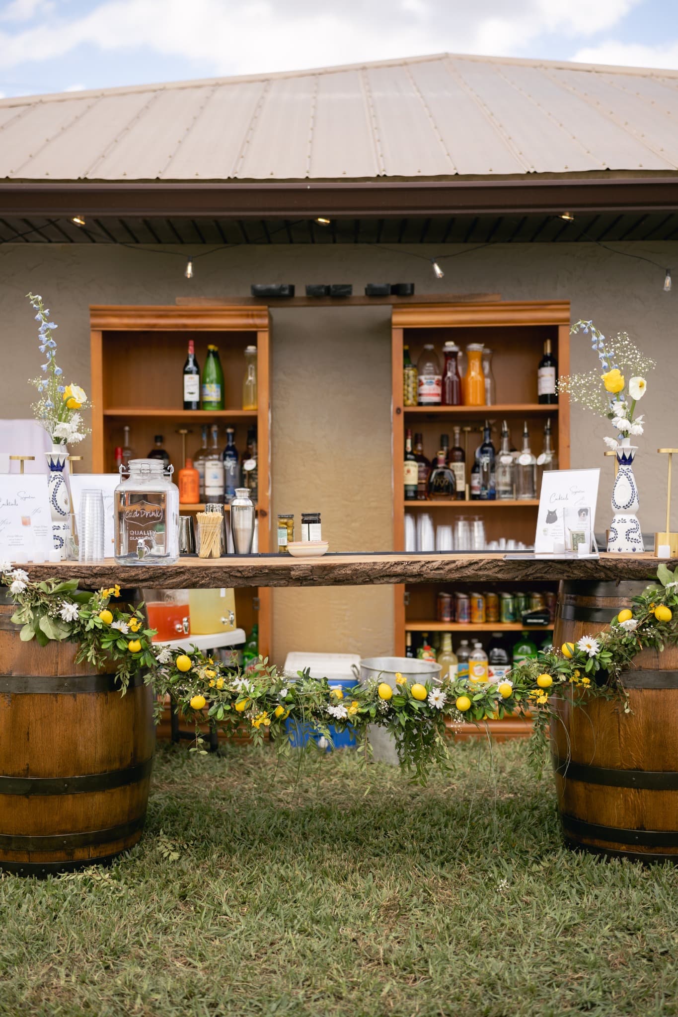 Oak Slab Bar by Rustic Roots Rental
